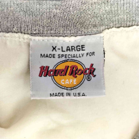 ハードロックカフェ Hard Rock Cafe USA製 BARCELONAロゴ刺繍 前Vガゼット クルーネックスウェット メンズ import:XL