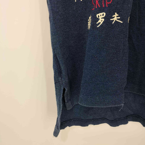 ポロバイラルフローレン Polo by RALPH LAUREN 龍 刺繍 インディゴ ピケ 鹿の子 ポロシャツ メンズ import:S