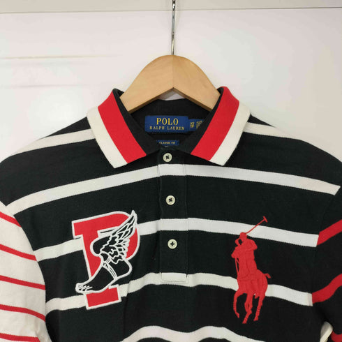 ポロラルフローレン POLO RALPH LAUREN P-WING ウイングフット ビッグポニー 刺繍 ボーダー ポロシャツ メンズ import:XS