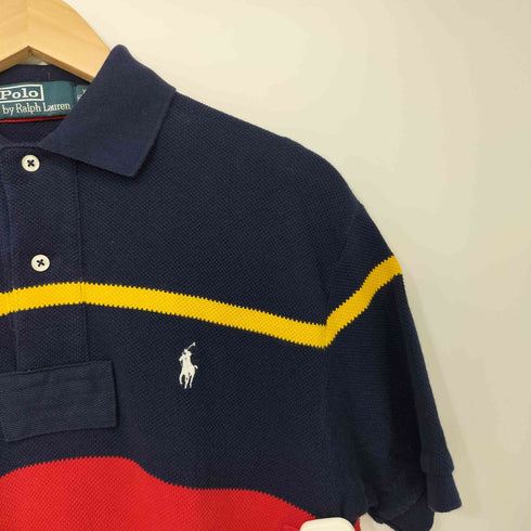 ポロバイラルフローレン Polo by RALPH LAUREN ポニー刺繍 マルチボーダー ピケ 鹿の子 ポロシャツ メンズ import:XS