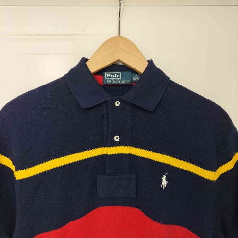 ポロバイラルフローレン Polo by RALPH LAUREN ポニー刺繍 マルチボーダー ピケ 鹿の子 ポロシャツ メンズ import:XS