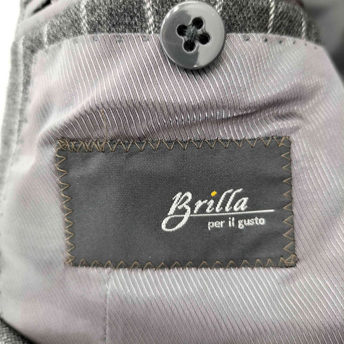 ブリッラペルイルグースト BRILLA per il gusto DORMEUIL ストライプ ウール カシミヤ混 ソリッド スーツ メンズ 48