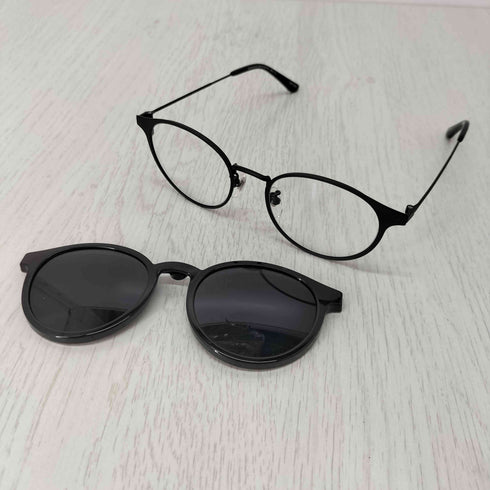 オンデーズ OWNDAYS SUN ボストン ステンレス マットブラック マグネット 2WAY メンズ 50□19-142