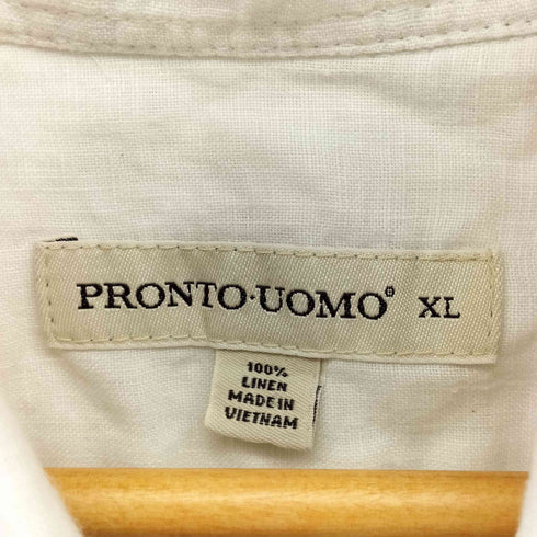 プロントウォモ PRONTO UOMO リネン レギュラカラー S/S シャツ メンズ import:XL
