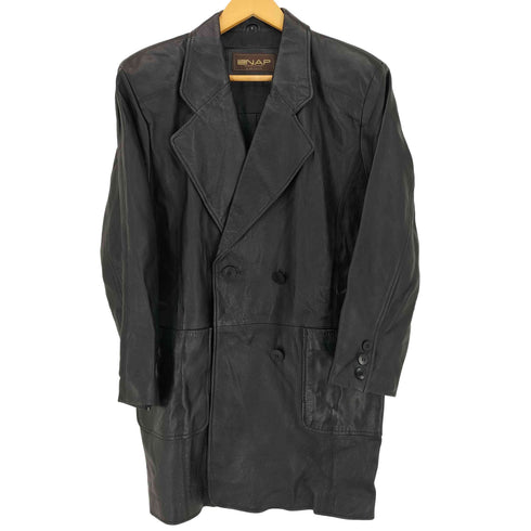 LANAP Nappa sheepskin Made in Hong Kong 香港製 シープナッパ 2B ダブルブレスト ミドル丈 レザーコート レディース JPN:9号