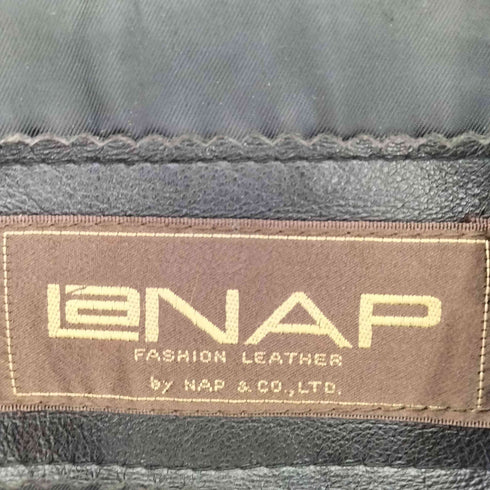 LANAP Nappa sheepskin Made in Hong Kong 香港製 シープナッパ 2B ダブルブレスト ミドル丈 レザーコート レディース JPN:9号