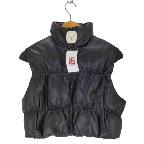 Attitude Makes style フェイクレザー クロップドダウンベスト レディース FREE
