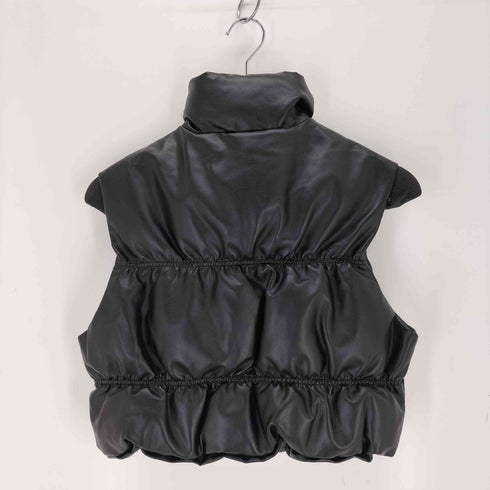 Attitude Makes style フェイクレザー クロップドダウンベスト レディース FREE