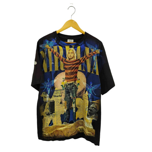 WILD OATS 90s NIRVANA 両面 オーバープリント シングルステッチ 半袖Tシャツ メンズ XL