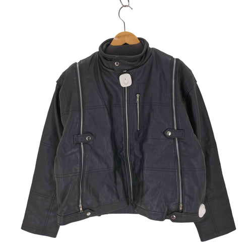 ZONE USA REAL LEATHER 本革 ジップデザインライダースジャケット メンズ JPN:L