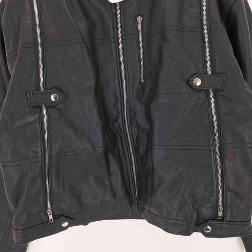 ZONE USA REAL LEATHER 本革 ジップデザインライダースジャケット メンズ JPN:L