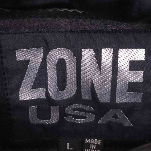 ZONE USA REAL LEATHER 本革 ジップデザインライダースジャケット メンズ JPN:L