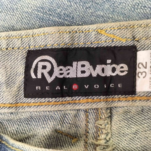 RealBvoice レザーパッチ ロゴプリントデニム メンズ 32