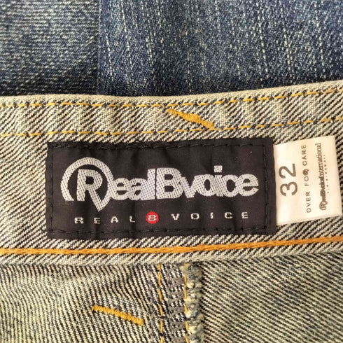 RealBvoice レザーパッチ ロゴプリントデニム メンズ 32