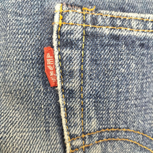 リーバイス Levis 70S 302 ボタン裏刻印無 SCOVILL ZIP ポケット裏 シングル BIG E 赤耳 フロント スナップボタン オレンジステッチ ジップフライ デニムパンツ ボーイズ規格 レディース