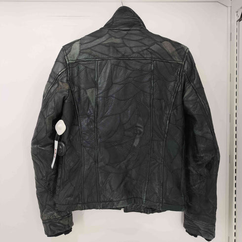 ジェネティックマニュピュレイション Genetic Manipulation 00s Y2K archive パッチワーク ツギハギ ダブルジップ シングル ライダースジャケット レザージャケット メンズ JPN:M