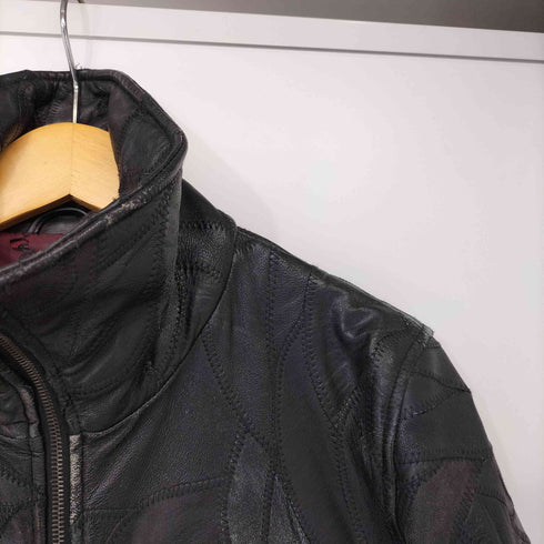 ジェネティックマニュピュレイション Genetic Manipulation 00s Y2K archive パッチワーク ツギハギ ダブルジップ シングル ライダースジャケット レザージャケット メンズ JPN:M