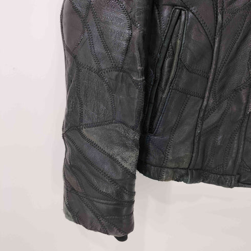 ジェネティックマニュピュレイション Genetic Manipulation 00s Y2K archive パッチワーク ツギハギ ダブルジップ シングル ライダースジャケット レザージャケット メンズ JPN:M