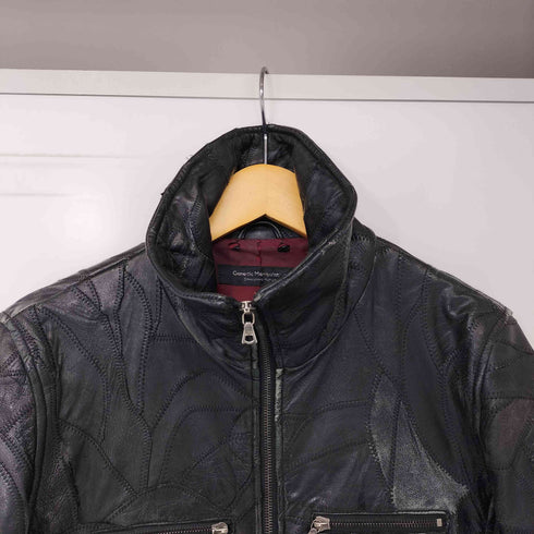 ジェネティックマニュピュレイション Genetic Manipulation 00s Y2K archive パッチワーク ツギハギ ダブルジップ シングル ライダースジャケット レザージャケット メンズ JPN:M