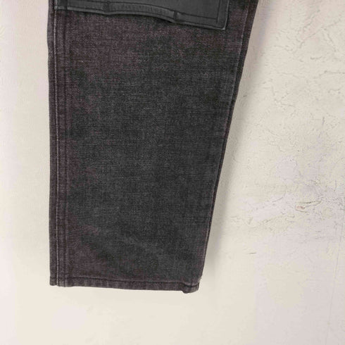 レザー切替 ダブルニー ペインターデニムパンツ メンズ 30×33