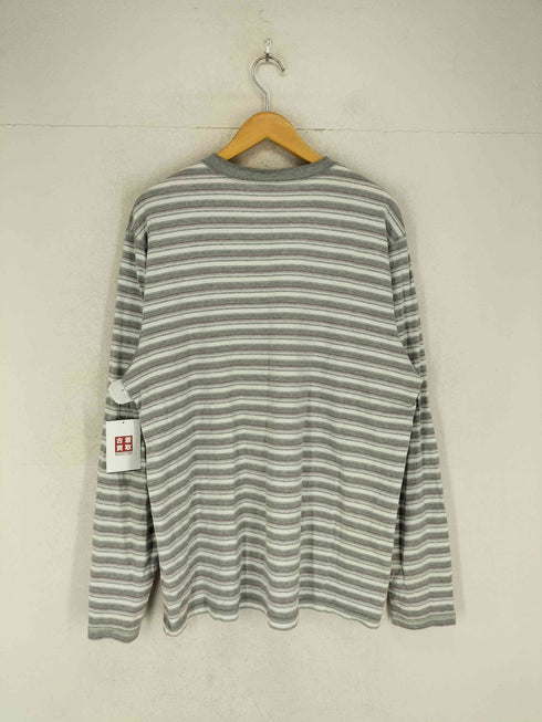 エディーバウアー Eddie Bauer ボーダー柄ヘンリーネックカットソー メンズ XL