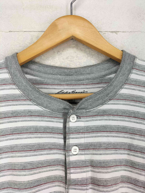 エディーバウアー Eddie Bauer ボーダー柄ヘンリーネックカットソー メンズ XL