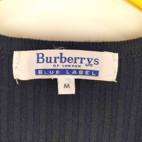 バーバリーブルーレーベル BURBERRY BLUE LABEL コットンナイロン Vネックニット レディース import:M