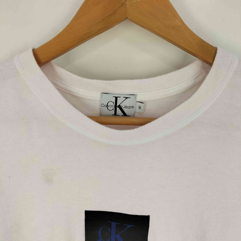 シーケーカルバンクライン ck Calvin Klein 90S 袖裾シングル ロゴプリント ショート丈 クルーネックTシャツ レディース import:M