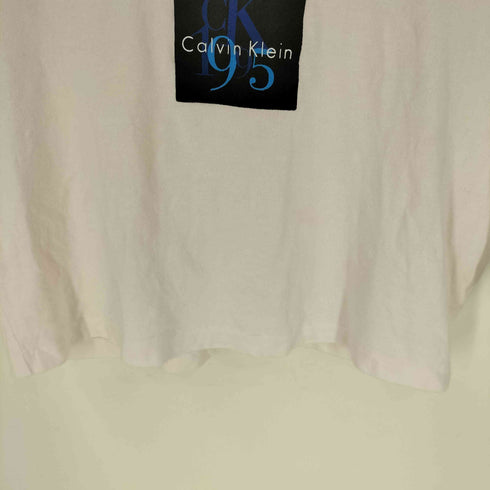 シーケーカルバンクライン ck Calvin Klein 90S 袖裾シングル ロゴプリント ショート丈 クルーネックTシャツ レディース import:M