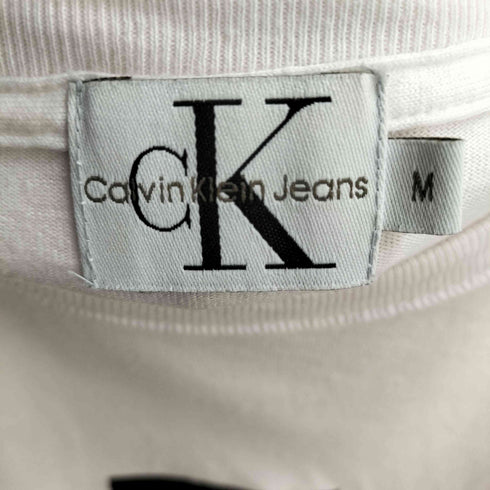 シーケーカルバンクライン ck Calvin Klein 90S 袖裾シングル ロゴプリント ショート丈 クルーネックTシャツ レディース import:M