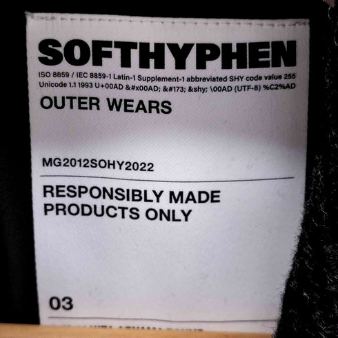 SOFTHYPHEN レザー ウール ドッキング ロング トレンチコート メンズ JPN:3