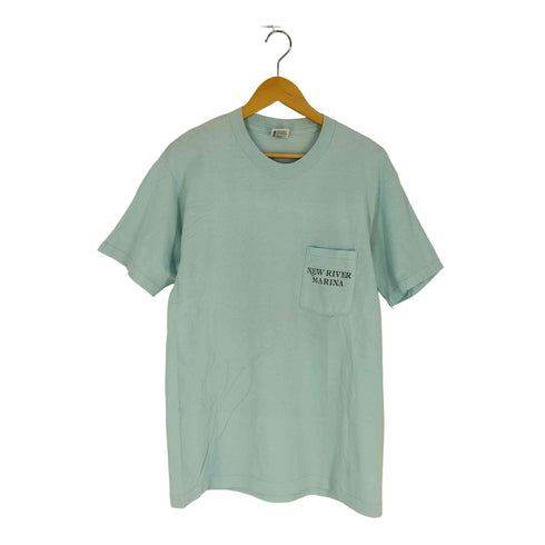 アンビル Anvil 90S USA製 NEW RIVER MARINA ポケット Tシャツ シングルステッチ メンズ import:L