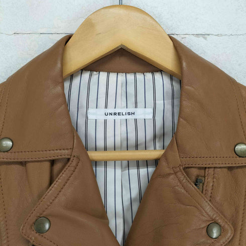UNRELISH lamb leather ラムレザーダブルライダースジャケット レディース M