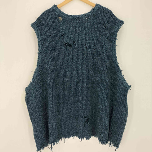 90s KING SIZE アクリル ダメージ加工 ニットベスト メンズ 7XL