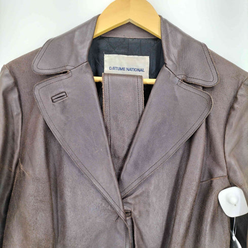コスチュームナショナル CoSTUME NATIONAL Made in Italy cow leatherイタリア製 3B 裏地キルティング カウレザー ミドルコート レディース EUR:42