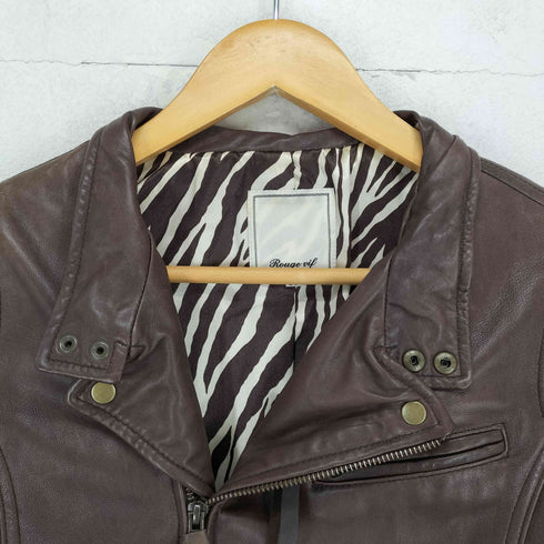 ルージュヴィフ Rouge vif lamb leather ラムレザーダブルライダースジャケット レディース 36