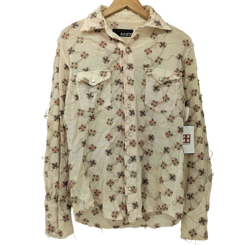 アユイテ AYUITE 00s Y2K フラワー 刺繍 フリンジ デザイン L/S ウエスタン シャツ メンズ JPN:M