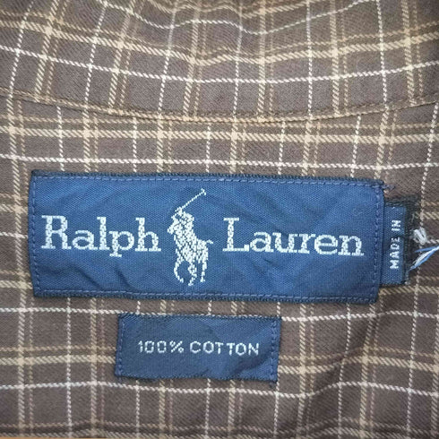 ラルフローレン RALPH LAUREN 90S ポニー刺繍 チェック ボタンダウン シャツワンピース レディース