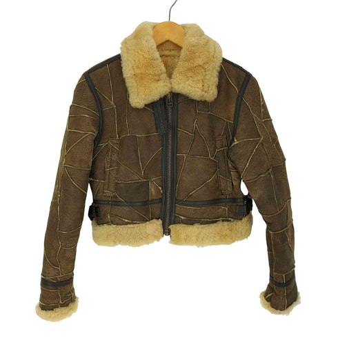 lamb leather B-3 フライトジャケット パッチワーク 羊毛皮 レディース