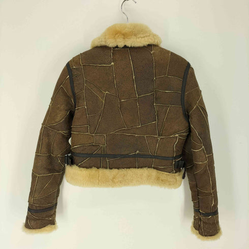 lamb leather B-3 フライトジャケット パッチワーク 羊毛皮 レディース
