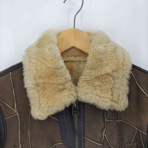lamb leather B-3 フライトジャケット パッチワーク 羊毛皮 レディース