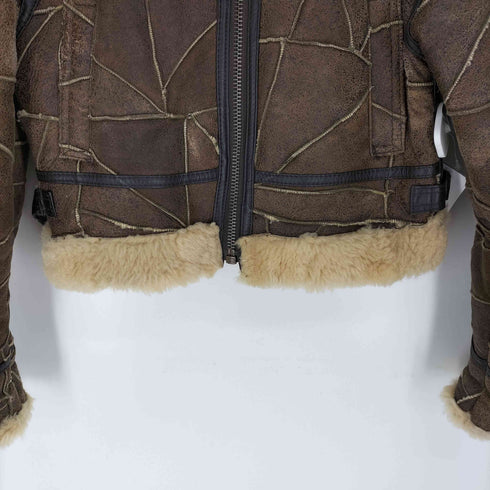 lamb leather B-3 フライトジャケット パッチワーク 羊毛皮 レディース