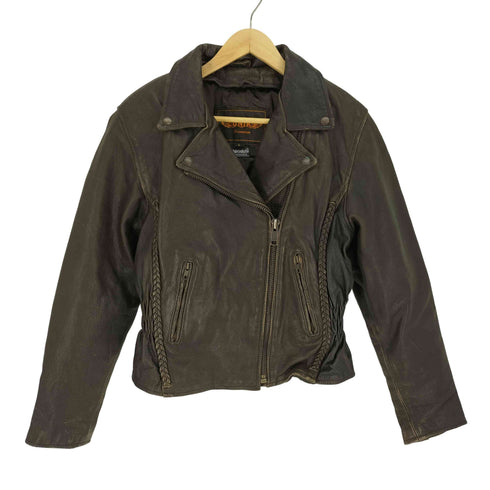 UNIK genuine teather レースアップ ダブルレザー ライダース ジャケット メンズ import:L