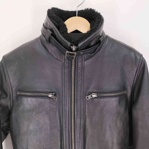 リューグーレザーズ Liugoo Leathers ボアカラー レザー ジャケット メンズ JPN:M