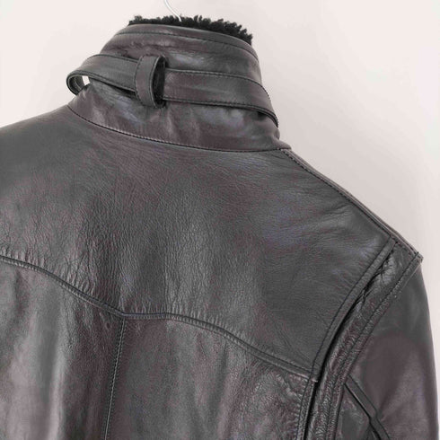 リューグーレザーズ Liugoo Leathers ボアカラー レザー ジャケット メンズ JPN:M