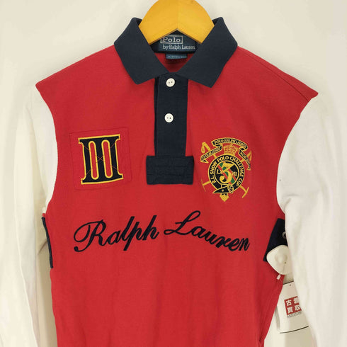ポロバイラルフローレン Polo by RALPH LAUREN エンブレム 刺繍 デザイン L/S ポロシャツ メンズ import:XS