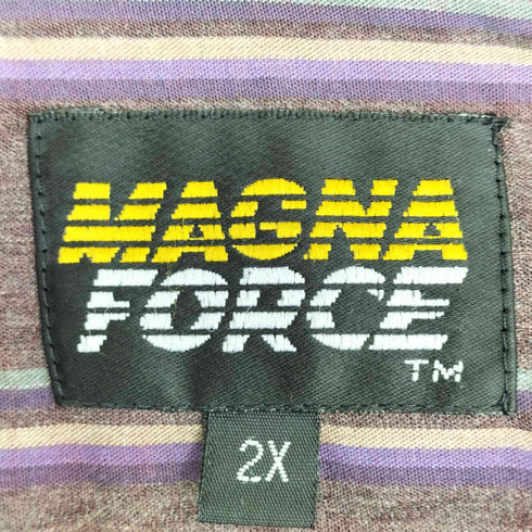 MAGNA FORCE 80-90s 襟芯 ストライプ 長袖シャツ メンズ 2X