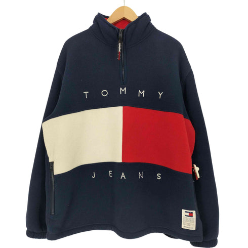 トミーヒルフィガー TOMMY HILFIGER ARCHIVE ロゴ刺繍 裾ドローコード 裏起毛 ハーフジップフリース メンズ import:L