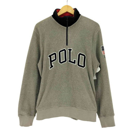ポロラルフローレン POLO RALPH LAUREN 現行タグ ロゴ刺繍 USAワッペン 星条旗 ハーフジップ フリース メンズ import:M