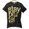 00s Hanesボディ STAY BRUTAL ゴールドフォイル MySpace マイスペース Deathcore デスコア Metalcore メタルコア S/S Tシャツ メンズ import:S